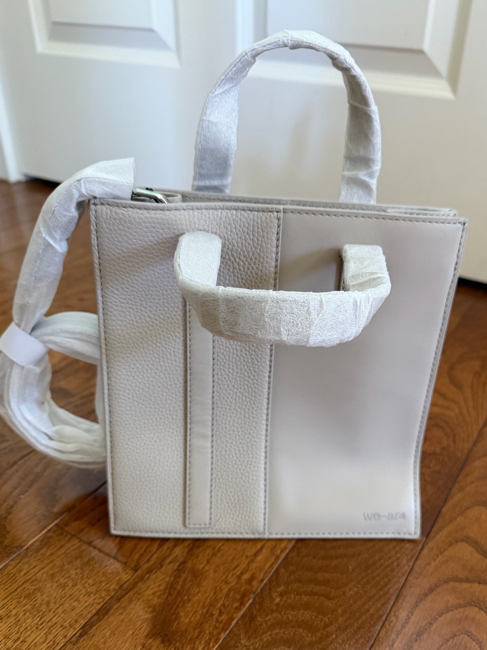 WE-AR4 Crossover Mini Tote Bag in Light Beige